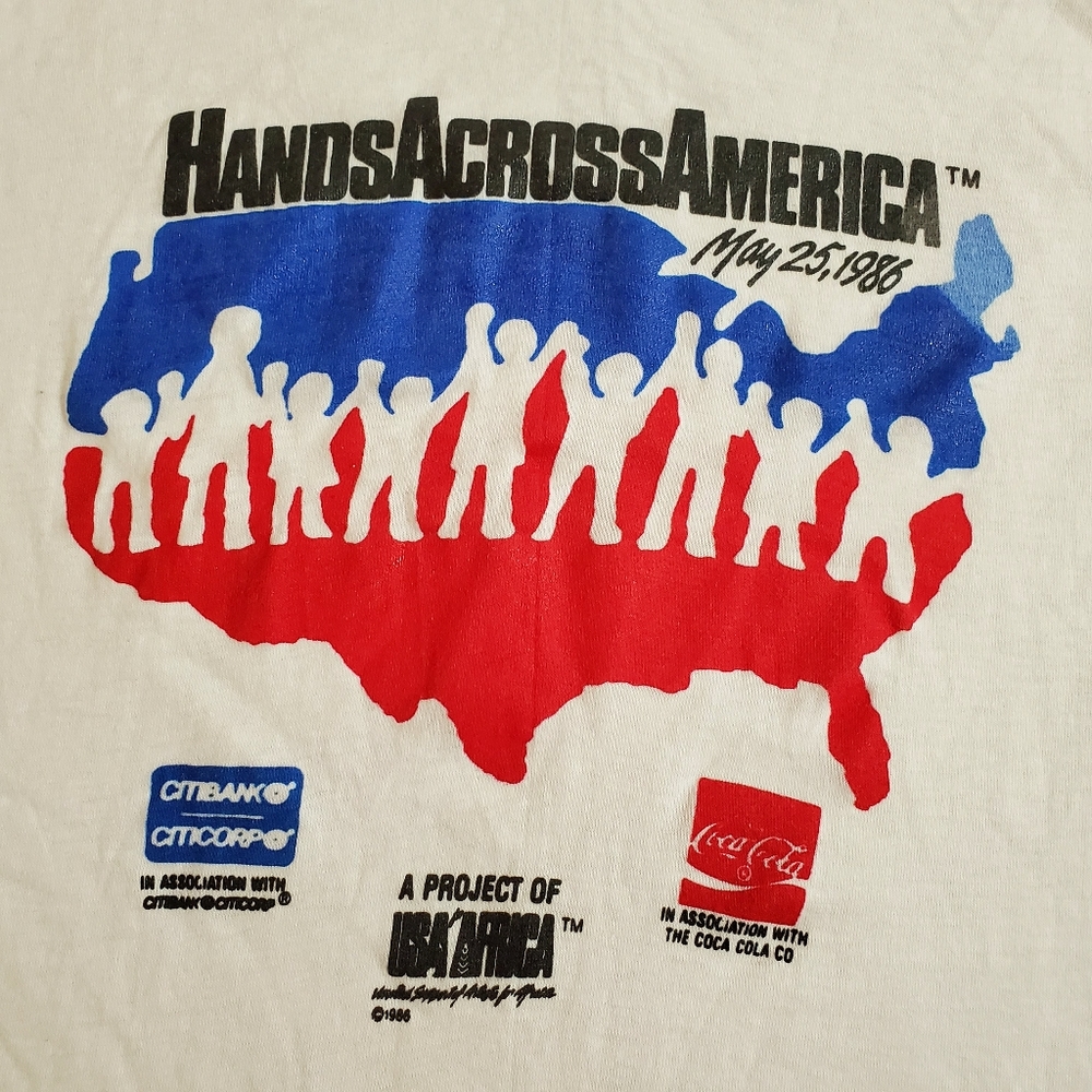 'Hands across America' vintage graphic tee May 1986 Med. - Picture 2 of 8